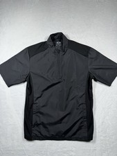 Adidas Mens M Black 1/4 Zip Pullover Short Sleeve Windbreaker Golf Vented