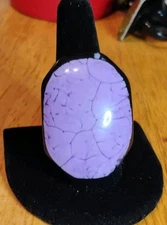 Bold Huge 2"  Lucite Purple Cracked Marble COSMIC plastic statement ring 9