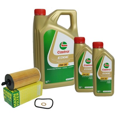 MANN Ölfilter Hu6004x Ölwechsel-Kit BMW mit 7L Castrol Edge Titanium 5W30 M
