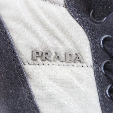 PRADA SPORT Sneakers Low Cut Nylon Leather 65 Green Gray Black Used Box thumbnail 3