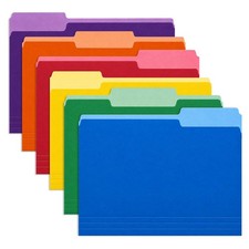 Colored File Folders, Manila Folders with 1/3 Cut Tabs, 18 Pack Letter Size
