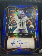 2019 Panini Select  Rookie Signatures Jahlani Tavai #RS-28 Blue Prizm /75 AU, RC
