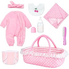 8 Pcs Reborn Baby Doll Clothes with Bassinet for 17-22 inch Baby Doll Reborn ...