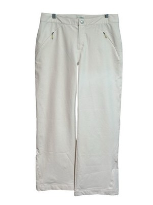 LL Bean Hiking Trail Pants Women 10 Petite Cream Beige Stretch OHMV9 Stretch