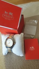 Coach Gold & Silver Tone Watch with box link and papers needs new battery