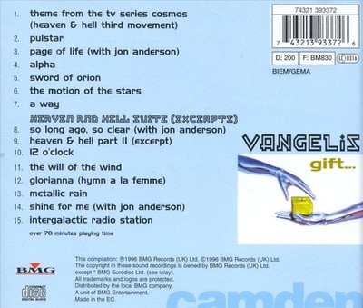VANGELIS - GIFT: GREATEST HITS NEW CD