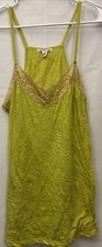 VTG Y2K Lace Trim Cami Top Lime Green Indie Sleaze Fairycore Boho Coquette XL