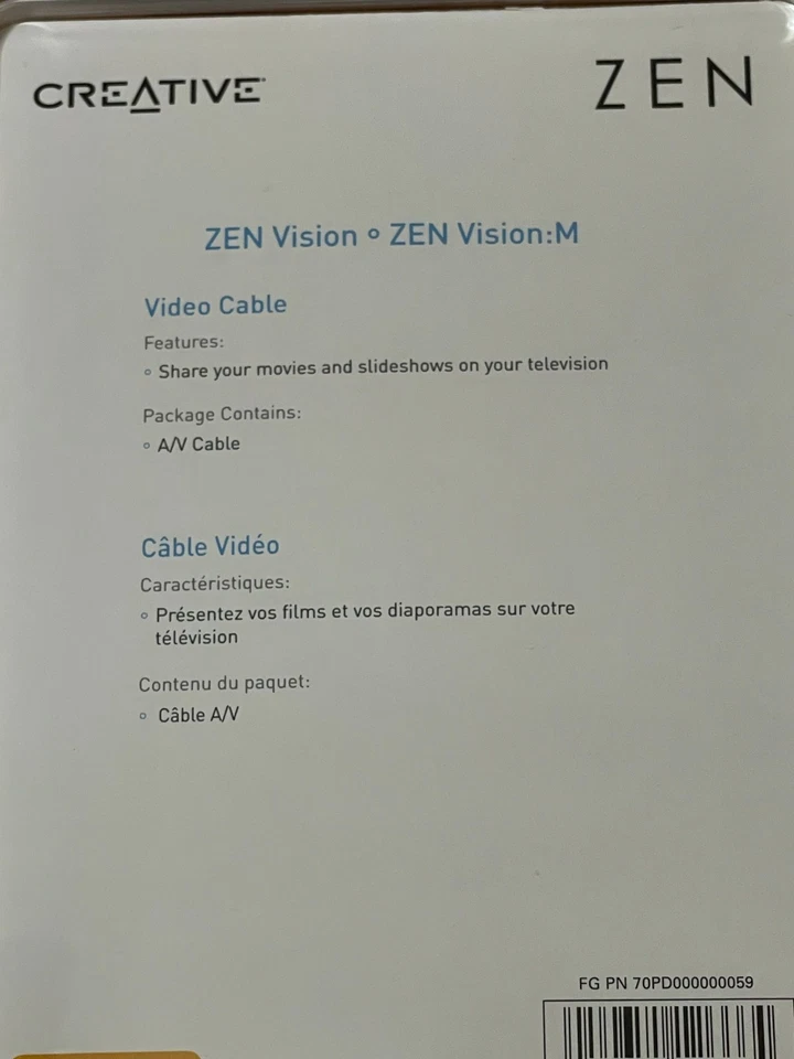 Creative Zen Vision & Vision M MP3 Player Audio Video AV Cable 70PD000000059.... - Image 4 of 4