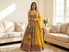 Elegant Four-Piece Set - Embroidered Lehenga Choli Set