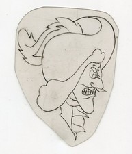 original antique tattoo flash pirate captain hook stencil acetate breezy IL 3x4