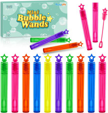 Mini Bubble Wands for Kids,36 Pcs Bulk Bubbles Party Favor in 6 Colors