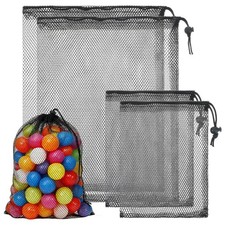 4 PCS Mesh Drawstring Bag Black Nylon Golf Ball Storage Mesh Bags Multipurp