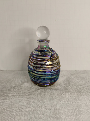 Vintage Kunst Glas Parfüm Flakon 5" hoch - Karneval Glas Stil - schön - Bild 2 von 10