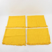 Set of 4 Mustard Yellow Woven Fringed Placemats 14" x 20"