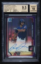 2015 Bowman Chrome Prospects Purple Refractor Bobby Bradley BGS 9.5 Auto 3x7