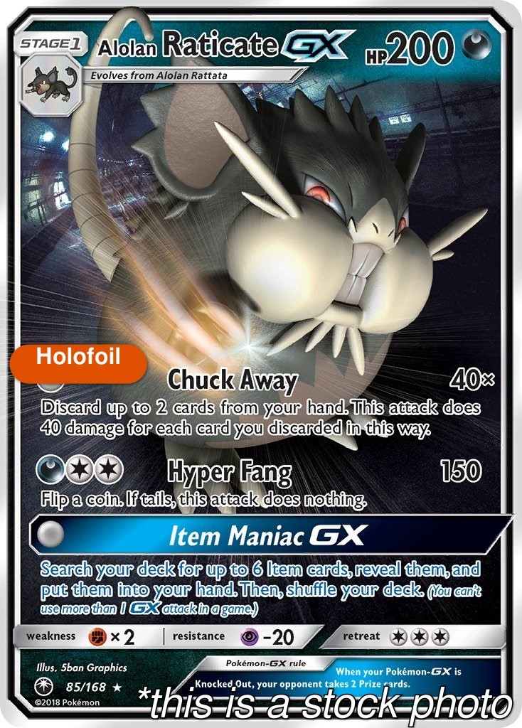 Holofoil - Alolan Raticate GX - 85/168 - SM - Celestial Storm - NM