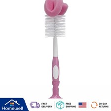 Lightweight Pink Baby Bottle Cleaning Brush - No-Slip Grip Easy Storage