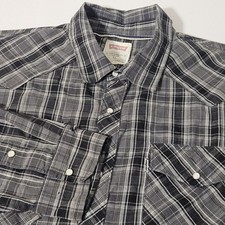 Levi's Men's Size XLarge Modern Fit Pearl Snap Shirt Plaid Gray White Black XL