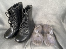 Lot Of 2 Toddler Girl's Shoes Size 7 Plastic See Trough Black Boots