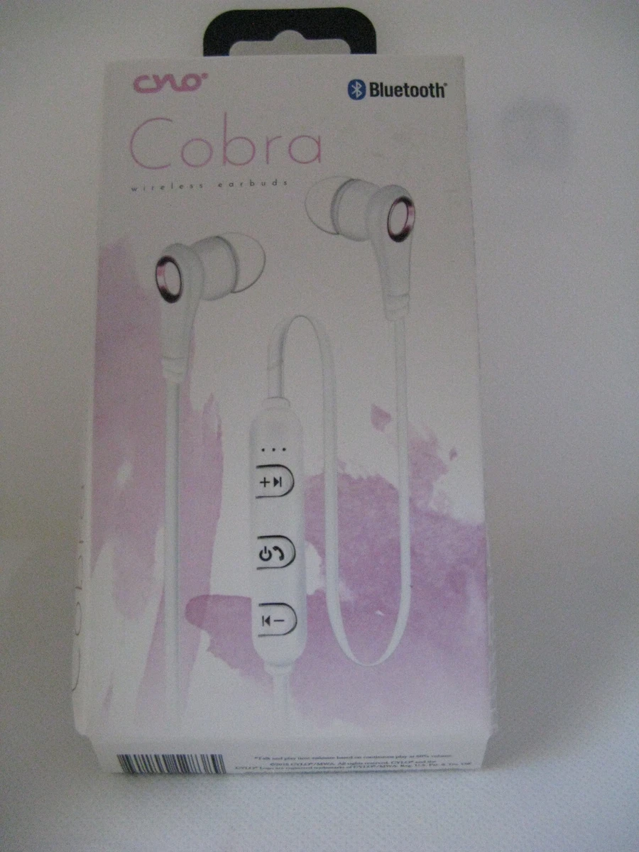 Cylo Cobra Wireless Bluetooth Earbuds Built In Mic White Sealed in