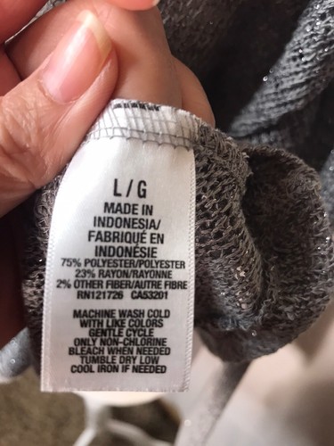 Maglione donna Aeropostale nuovo con etichetta leggero grigio/argento glitter taglia large - Foto 6 di 7