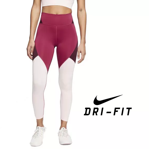 Nike Dri-FIT Mid Rise Gym Leggings for Women in Pink Maroon Size 2X  