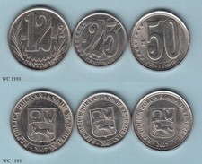 Venezuela 12 1/2, 25, 50 Centimos 2007 Coins