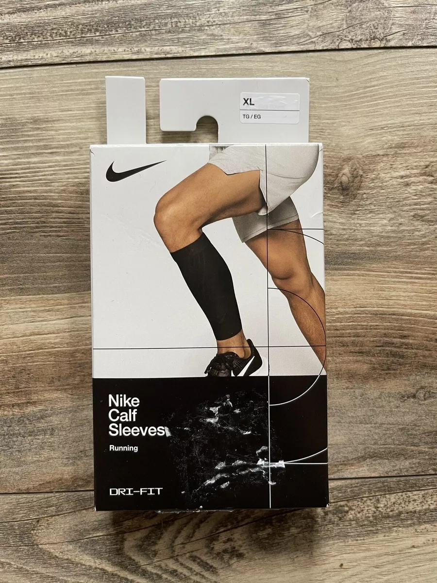 Nike Unisex Zoned Support Running Calf Sleeves Black/Silver Size XLarge 1  Pair