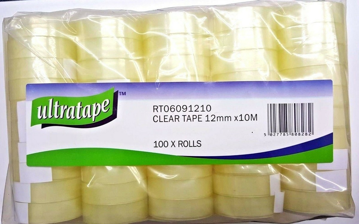 Materiale Scolastico Rotolo Di Nastro Adesivo Per Imballaggio Ultratape - 19 Mm X 33 Metri, Trasparente, Strappo Facile Nastro Trasparente 33 Metri - Foto 9