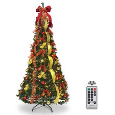 6FT Durable Artificial Christmas Tree Pre Lit Pre Decorated Remote Control