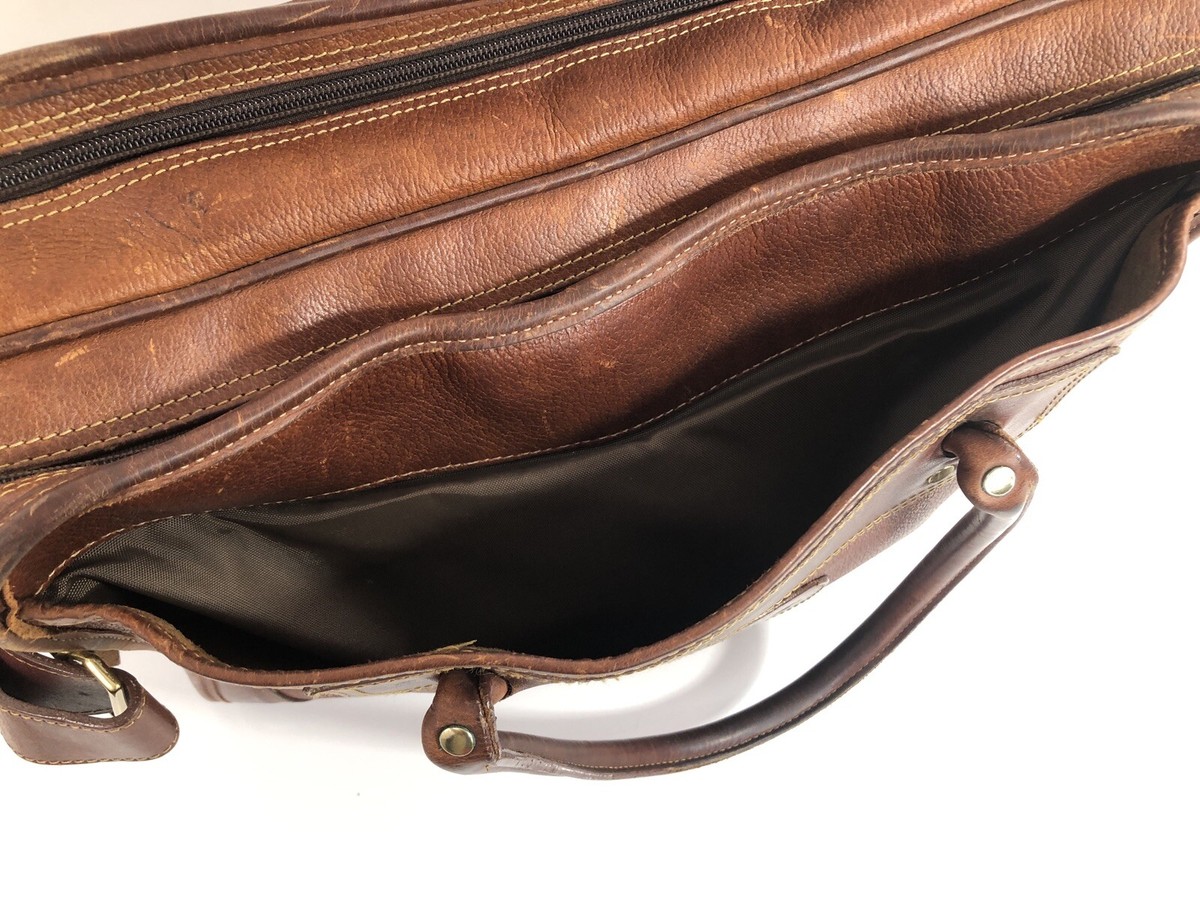 ORVIS - Bullhide LEATHER Messenger Shoulder Laptop Briefcase 