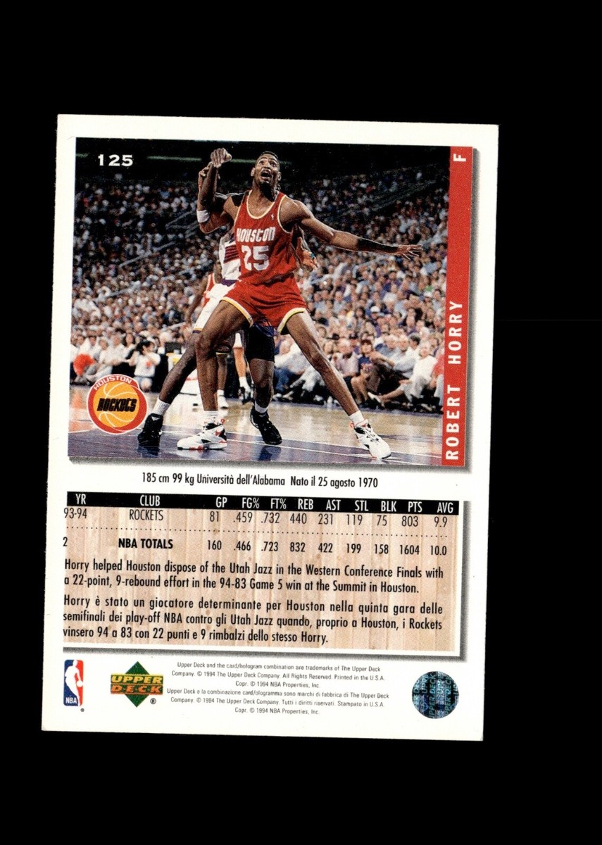 Robert Horry 94-95 NBA Basketball Card #125 Houston Rockets