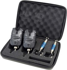 2 x Carp Fishing Bite Alarm and illuminated Swinger. Blue LED alarm & Swingers