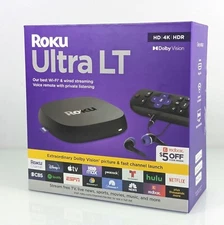 NEW Roku Ultra LT HD/4K/HDR Dolby Vision Streaming Device w/HDMI Cable