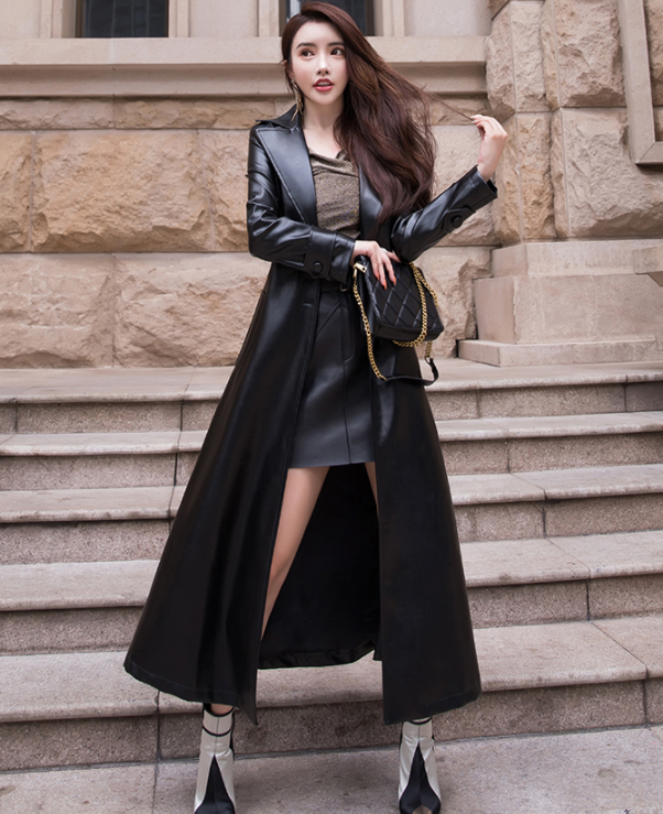 plus size leather trench