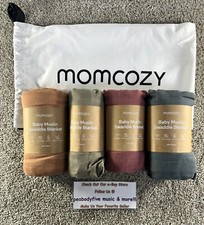 MOMCOZY Lot Of 4 Baby Muslin Swaddle Blankets Boys  Girls With Bag NEW NATURAL