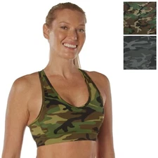 Womens Camo Sports Bra Workout Performance Stretch Gym Yoga Exercise Run Army