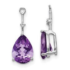 14K White Gold Diamond  Amethyst Earrings
