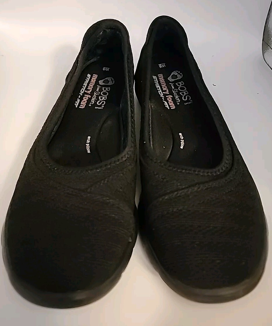 Bobs from Sketchers Memory Foam Lightweight Slip-on Black Size