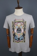 Just Cavalli Gray Graphic Printed Short Sleeve Summer T-Shirt Size L