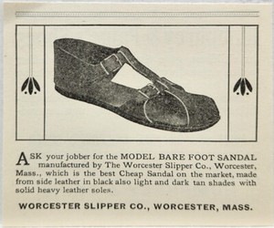 1876 Worcester Slipper Co Sandal Shoe Original Print Ad Worcester Mass