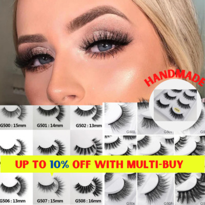 5 PAAR 3D NATÜRLICHE NERZ LANGE FALSCHE WIMPERN HANDGEMACHT SUPER FLAUSCHIG KUNSTWIMPERN