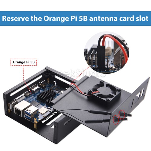 Funda protectora de metal Orange Pi 5/5B carcasa con ventilador de refrigeración disipador térmico - Imagen 6 de 11