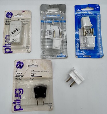 Lot Of 2 New Quick Clamp Lamp Plugs & 4 Easy To Wire Lamp Plug Lighting