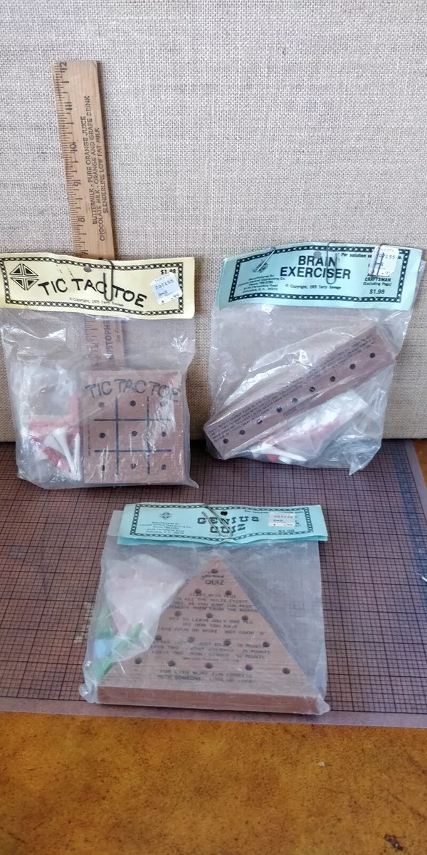 Vintage Wooden Games -New Old Stock- Genius Quiz - Tic Tac Toe - Brain  Exerciser