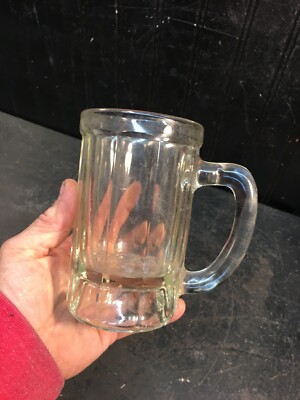 Vintage Heavy Ribbed Mug Drinking Glass Beer, Root Beer Mug 8oz