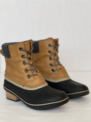 Sorel Womens Slimpack II Brown Leather WTRPF Insulated Duck  display picture 1