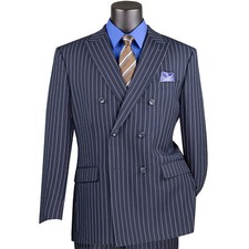 BIG  TALL Men's Navy Pinstripe Double-Breasted 6-Button Classic Fit Suit NWT