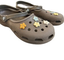 Cute Crocs brown women  s size 7 with flowers