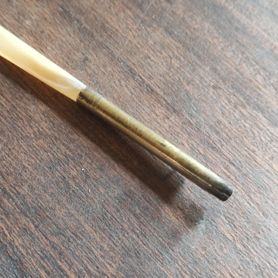 Coupe-papier ouvre-lettre porte-plume nacre et laiton XIX e - Photo 4/4